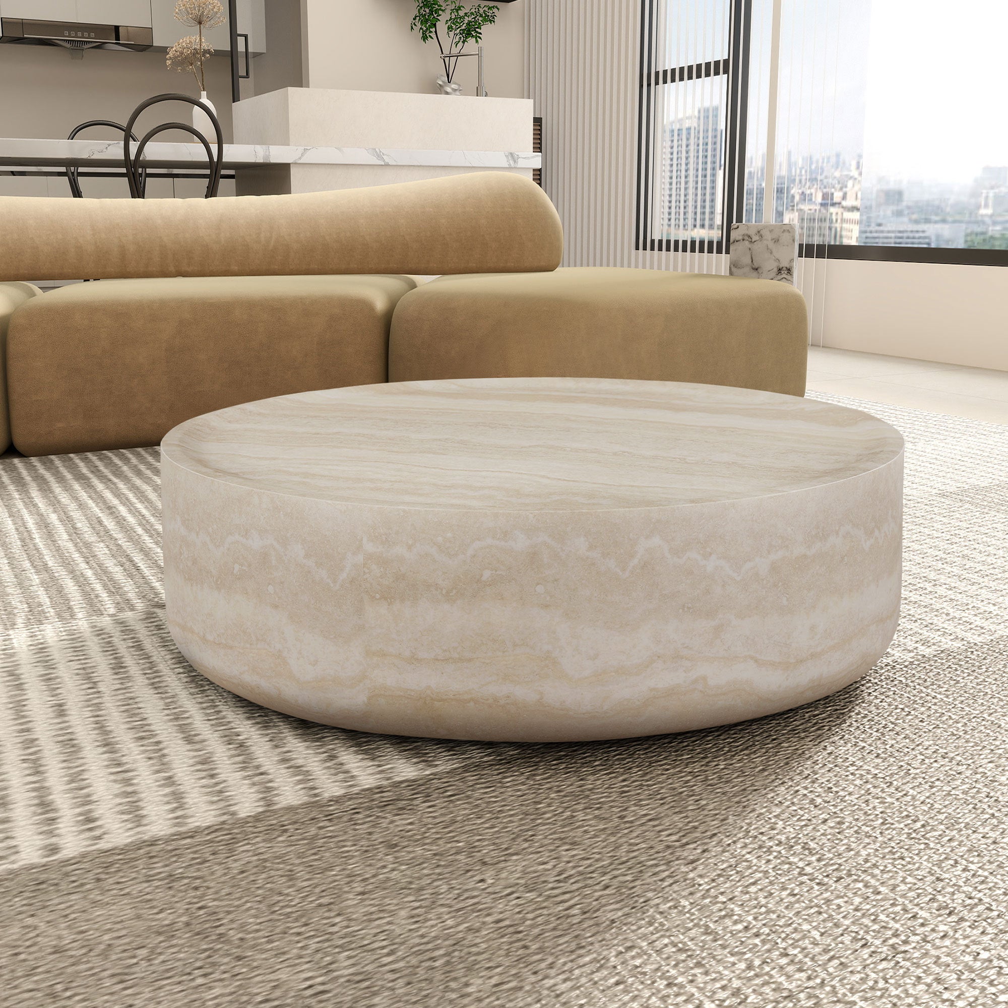 39.37'' Faux MARS Pattern Round Coffee Table