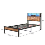 Twin Size Bed Frame with Storage Headboard