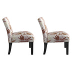 Red Floral Accent Chairs, Set of Two