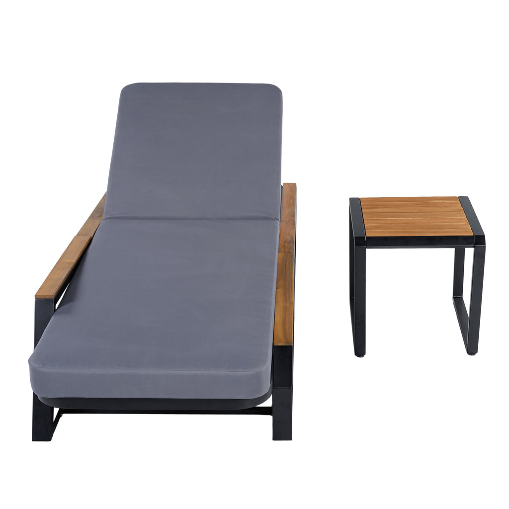 3-Piece Adjustable 5-Position Outdoor Chaise Lounge Set