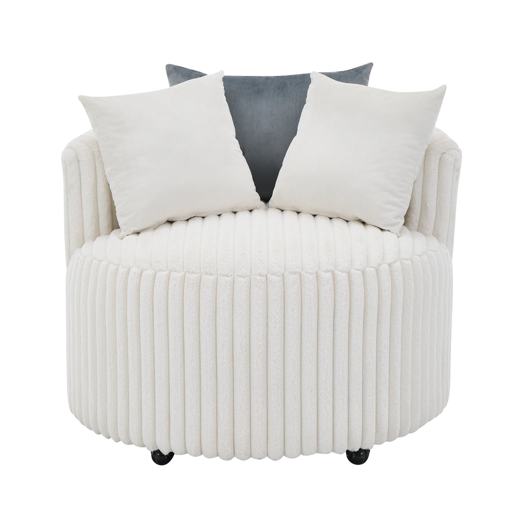 Malna Plush Wide Wale Corduroy Upholstered Barrel Accent Chair