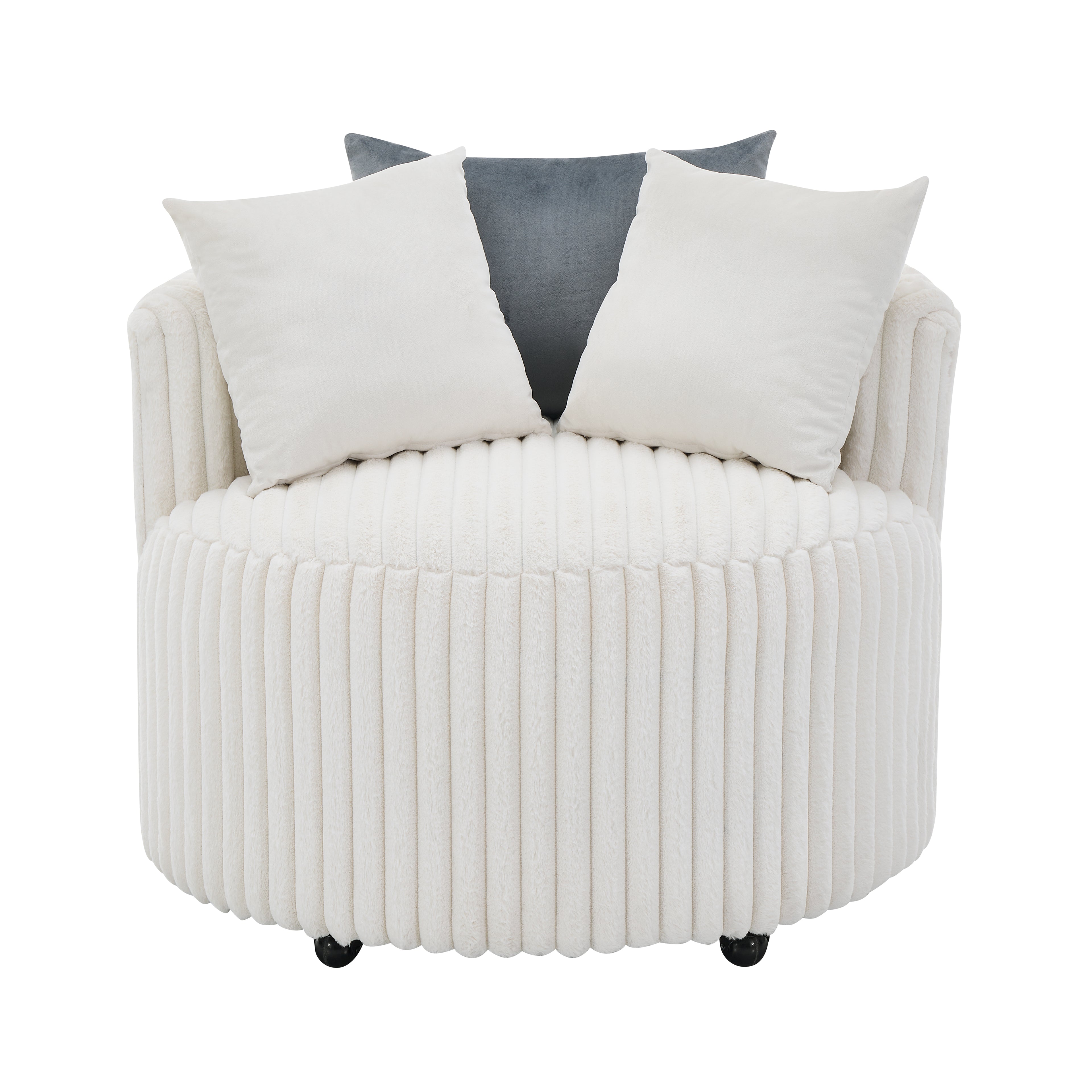 Malna Plush Wide Wale Corduroy Upholstered Barrel Accent Chair