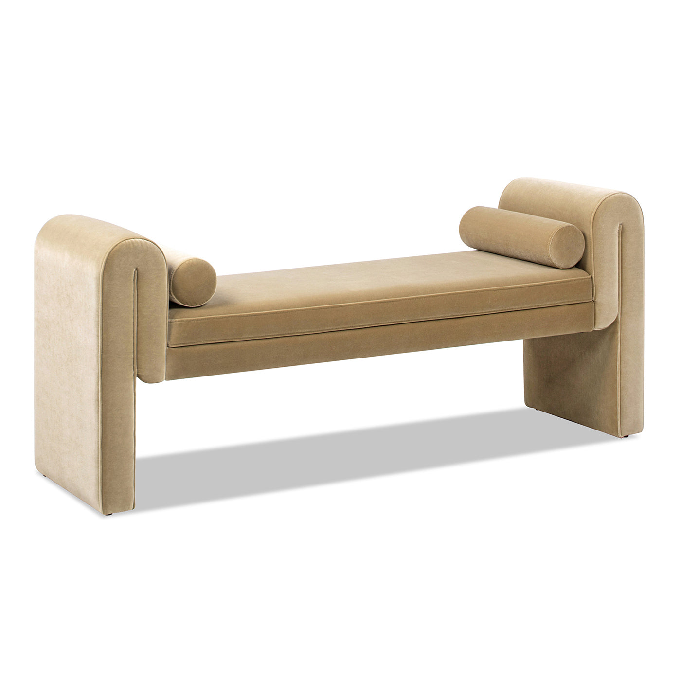 Mason 60.5" Arched Arm Bench with Bolster Pillows, Camel