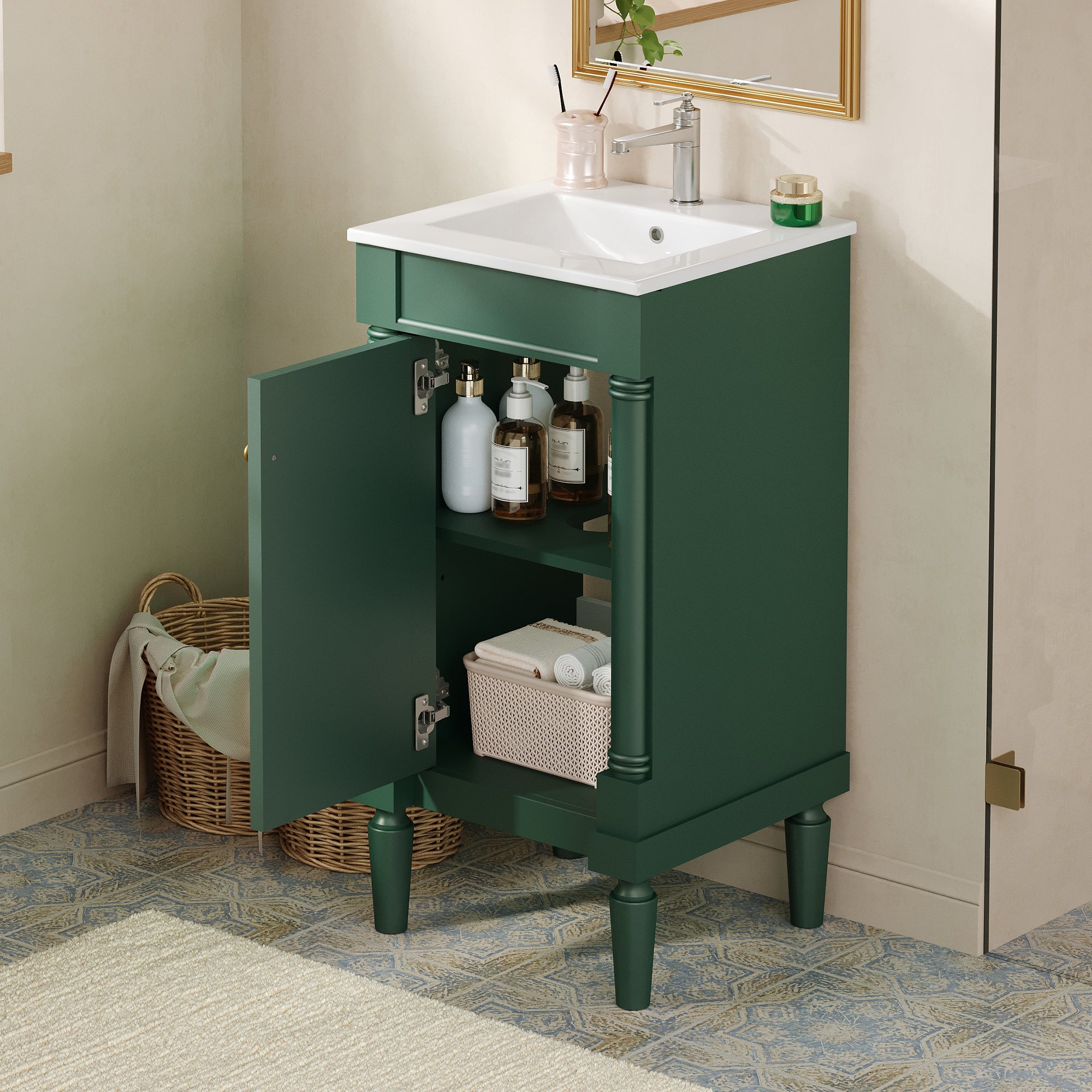 18" French Style Bathroom Cabinet with Storage