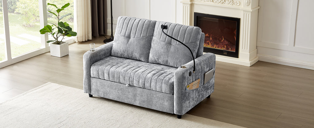 53.9" Modern Loveseat Pull-out Sofa Bed
