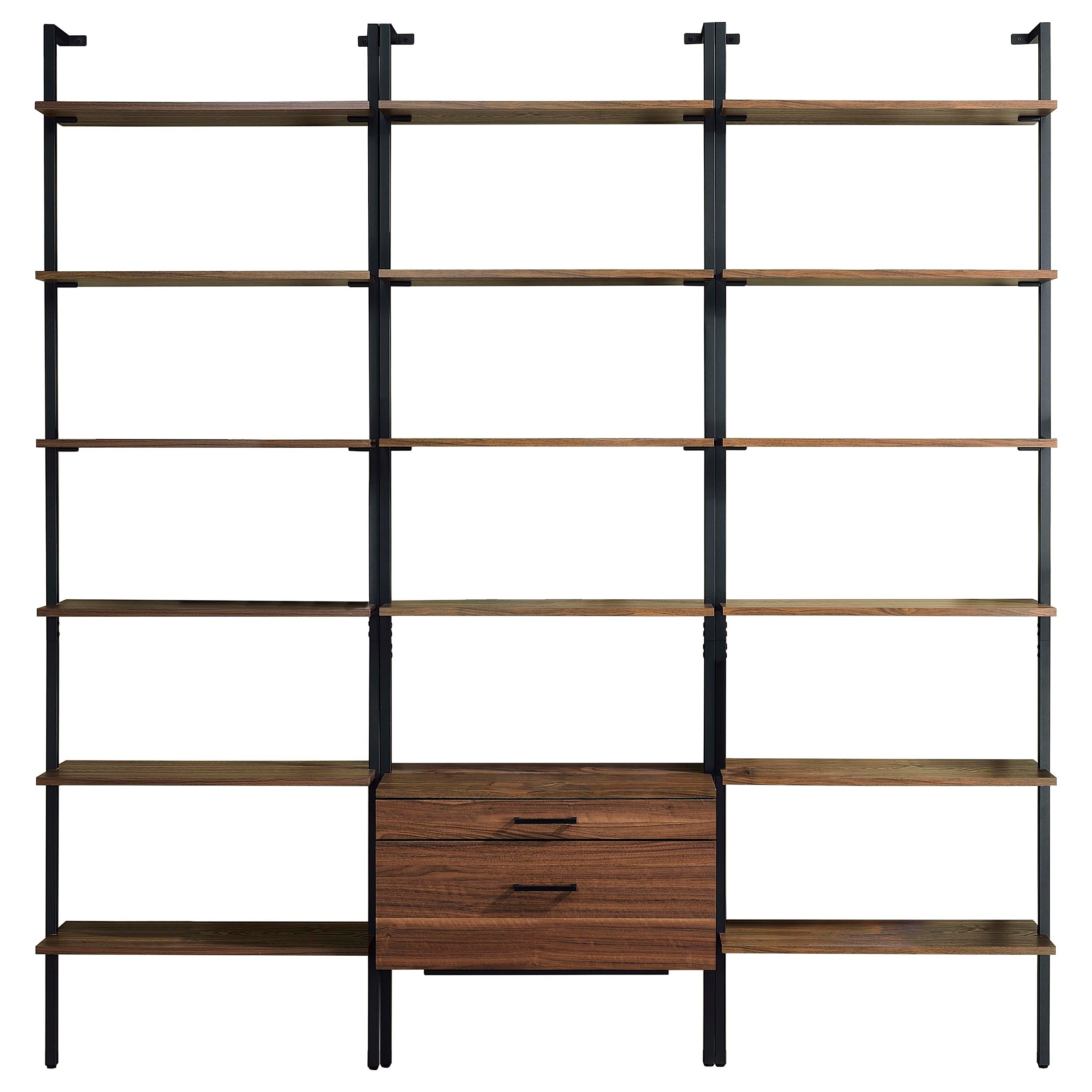 Owens 3-piece 96-inch Wall Mounted Bookshelf Set Walnut-