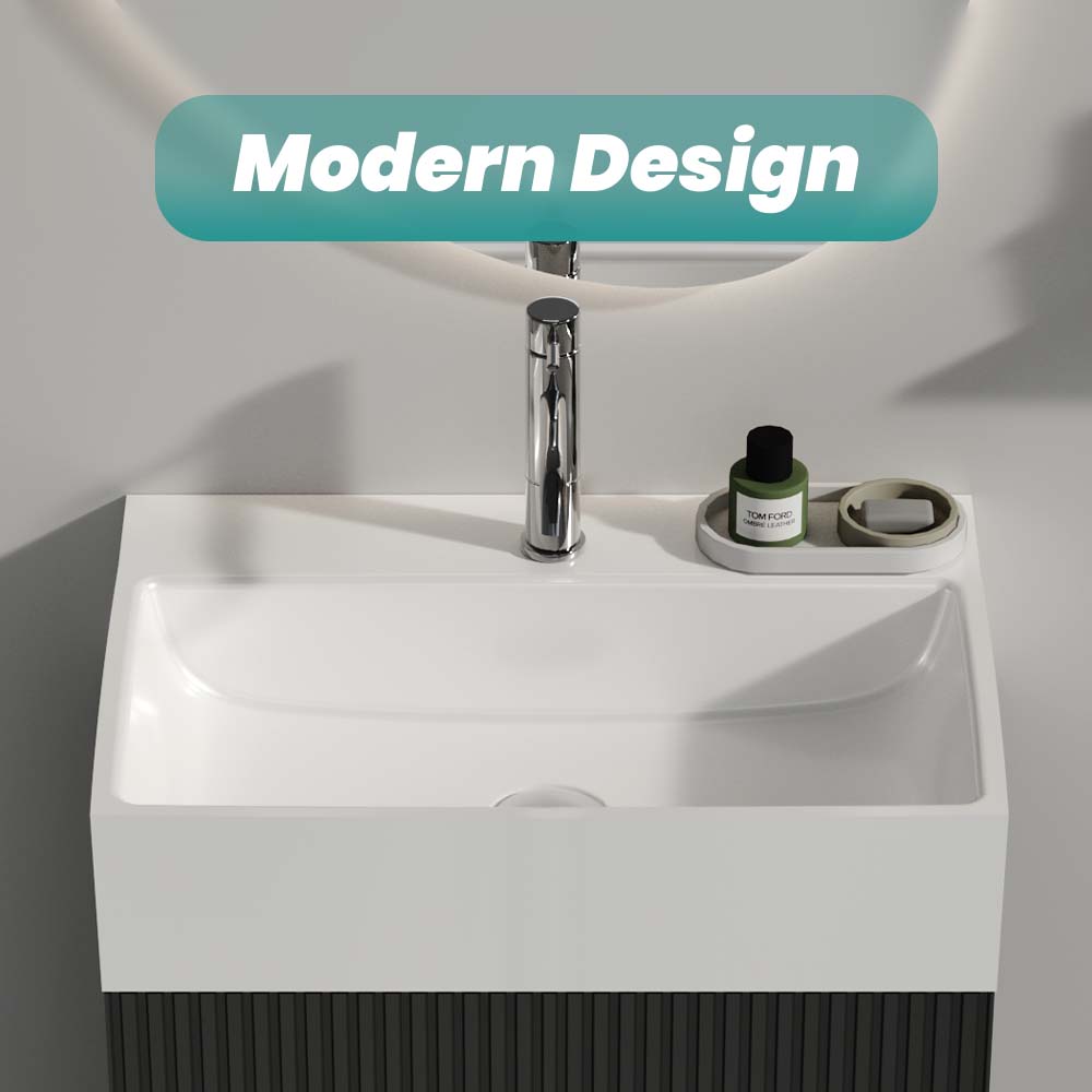 20"x14" Integrated Glossy White Ceramic Sink