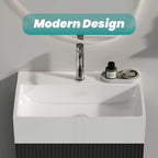 20"x14" Integrated Glossy White Ceramic Sink