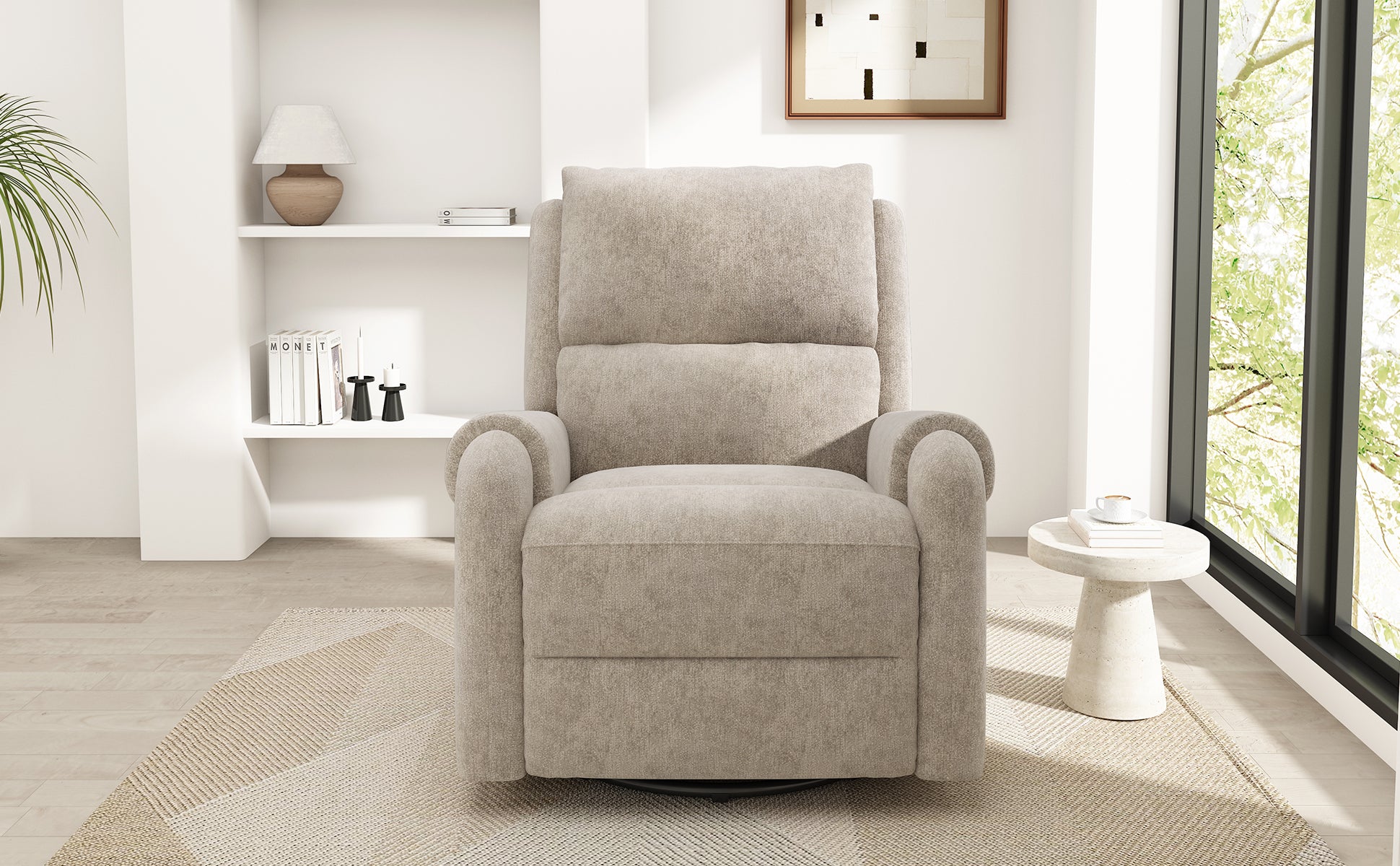 Manual Recliner Massage Recliner Chair in Oatmeal