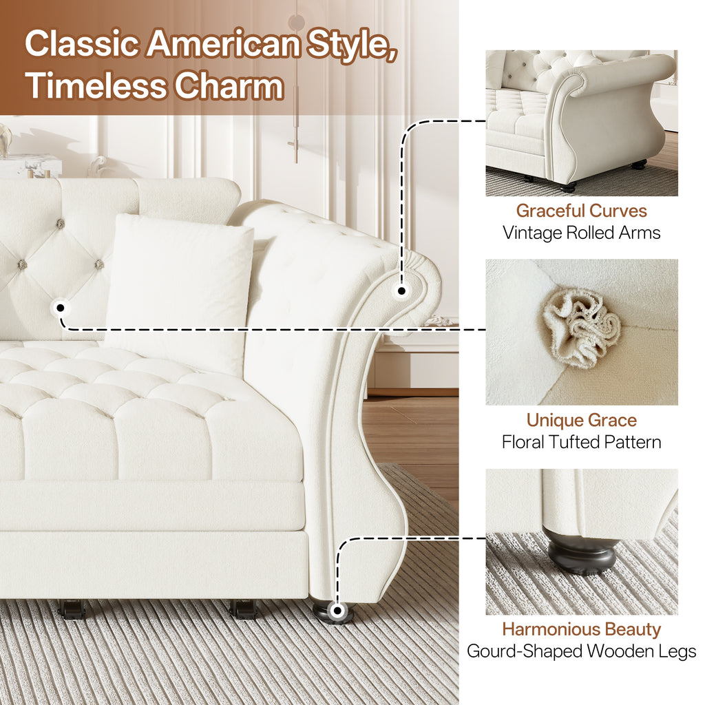 97.6" Oversized Chesterfield Pull Out Sofa Bed