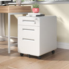 3-Drawer Wide Mobile File Cabinet with Lock