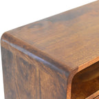 Solid Wood Mini Console Table, 2-Drawers, 1 Open Slot
