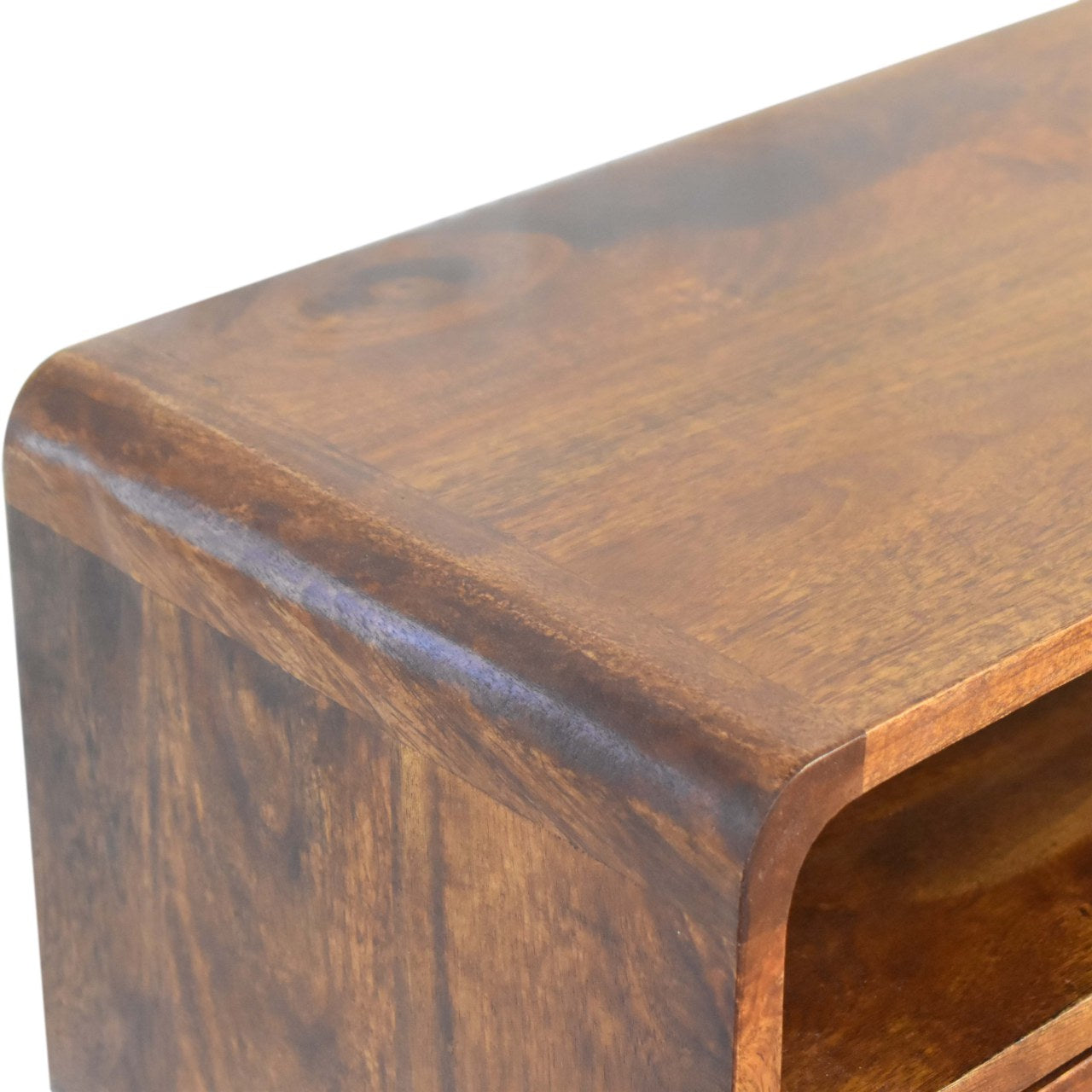 Solid Wood Mini Console Table, 2-Drawers, 1 Open Slot