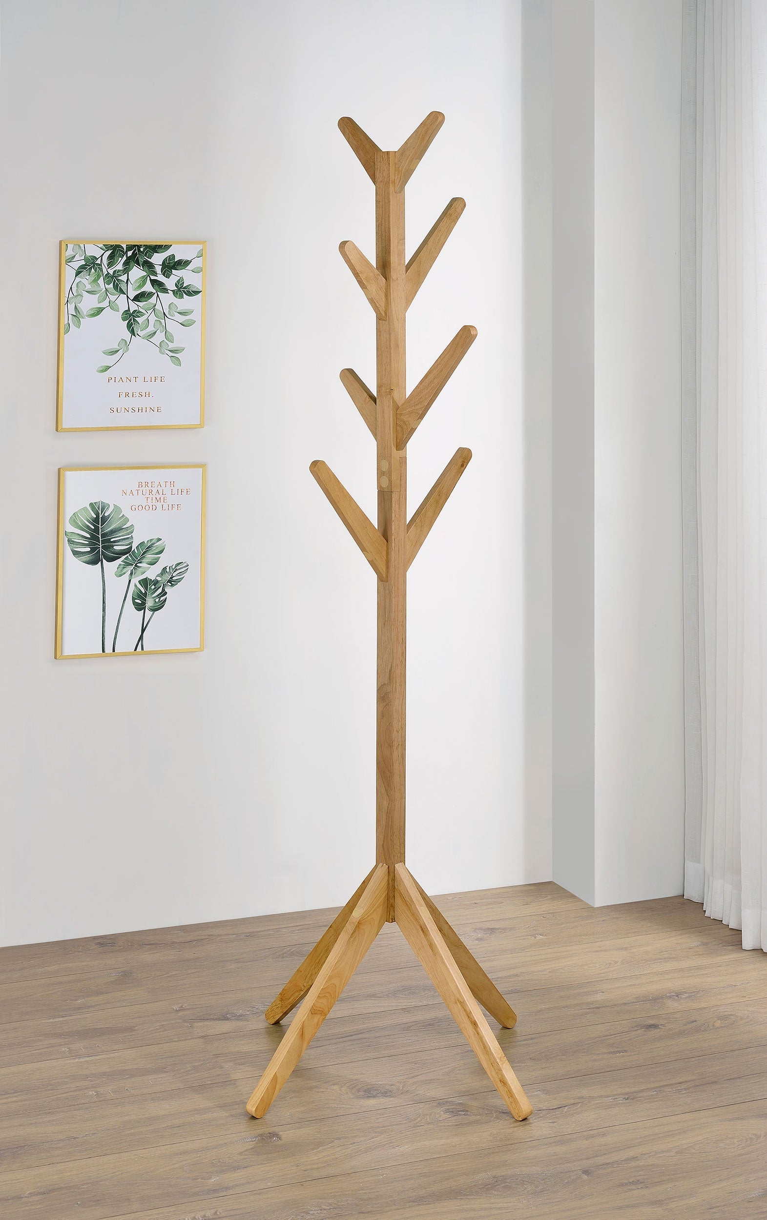 Margaret Solid Wood Coat Rack Clothing Hanger Natural Oak-