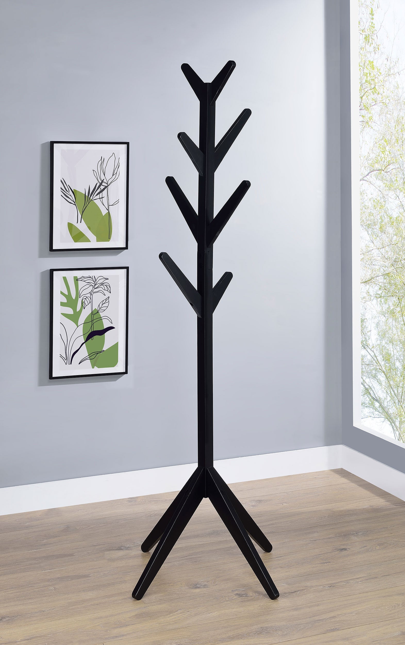 Margaret Solid Wood Coat Rack Clothing Hanger Black-