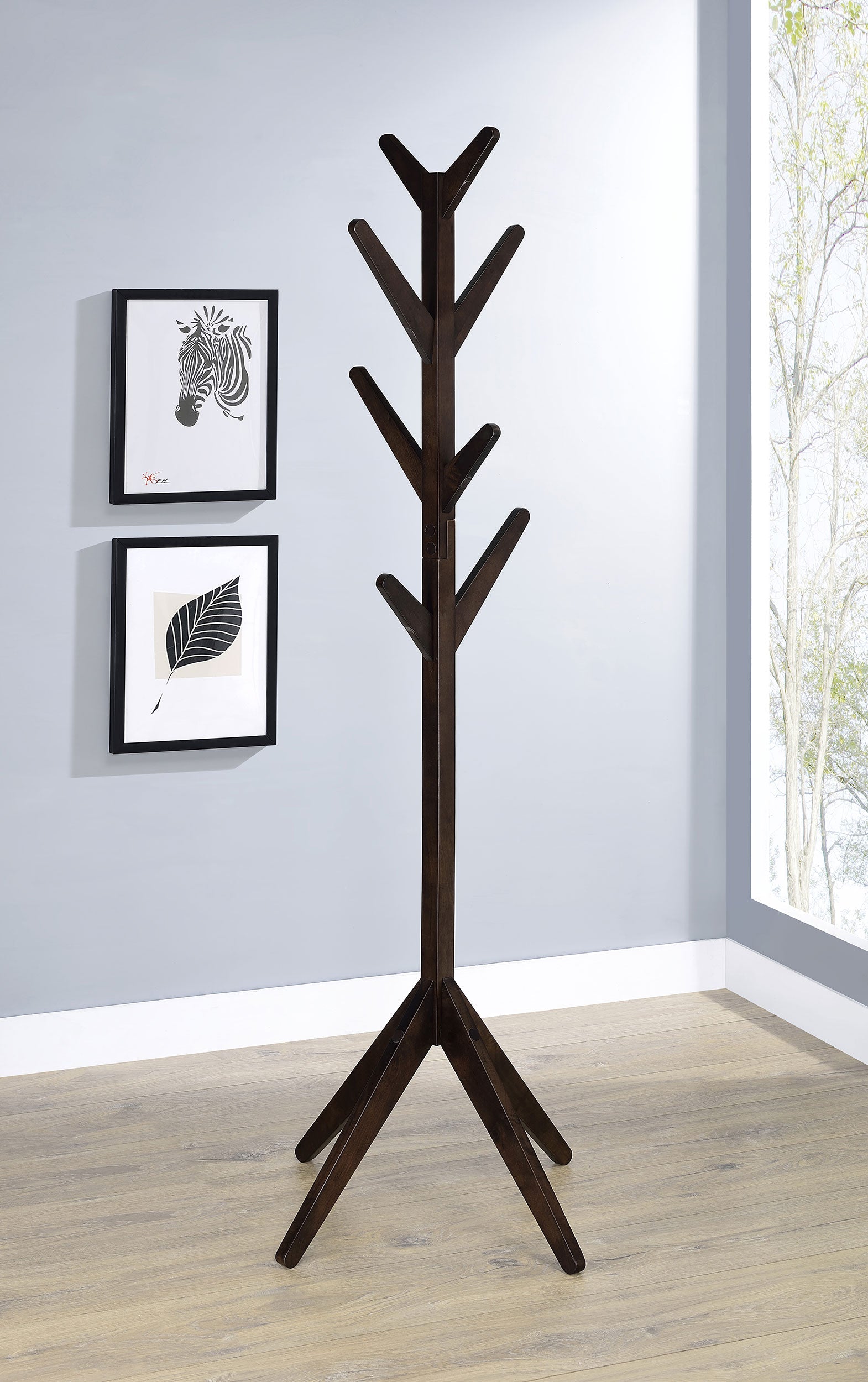 Margaret Solid Wood Coat Rack Clothing Hanger Cappuccino-
