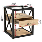 Modern End Table with Drawer - Nightstand for Bedroom & Living Room
