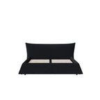 Queen Size Upholstered Platform Bed with Special Shaped Velvet Headboard