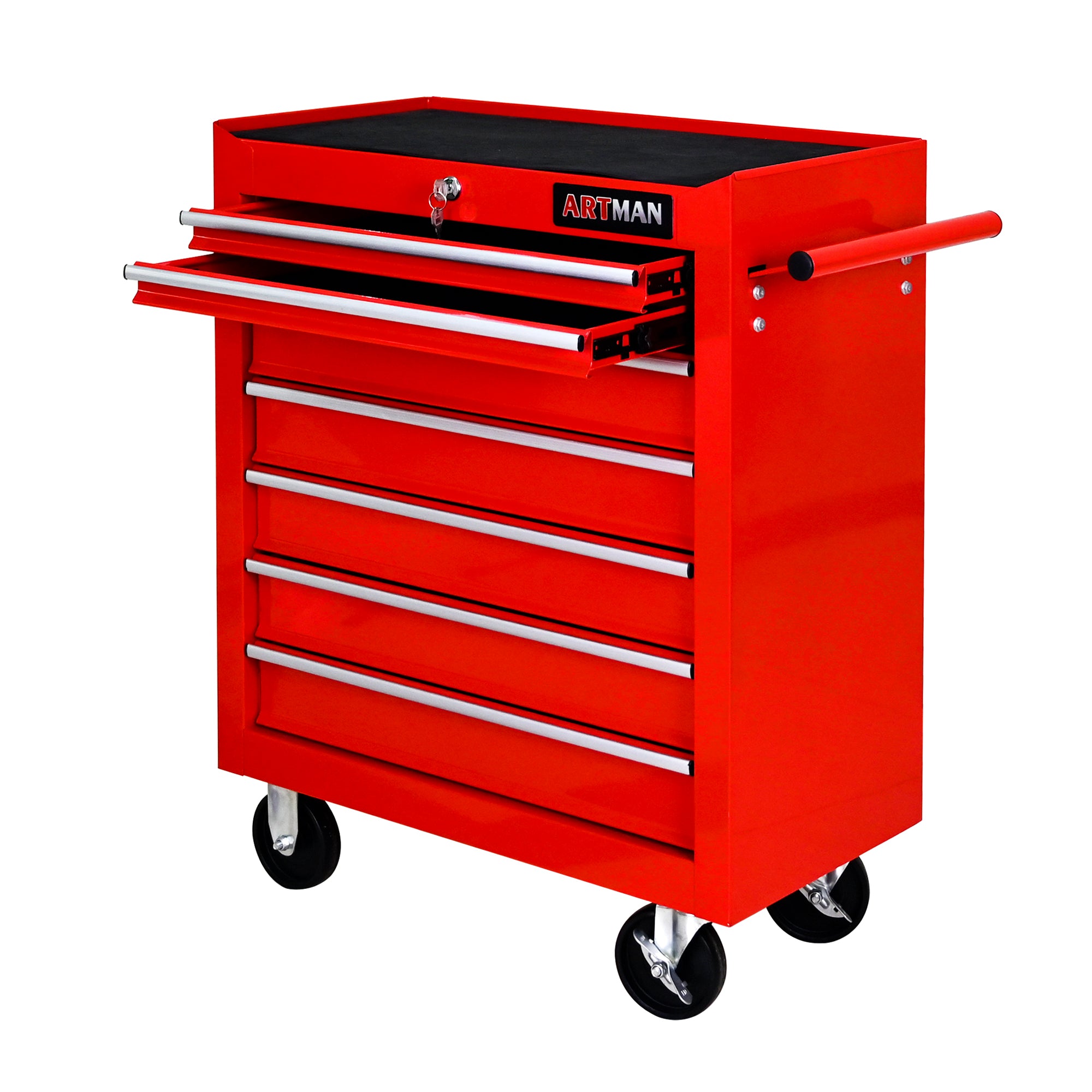 7 Drawers Multifunctional Tool Cart With Wheels - Red