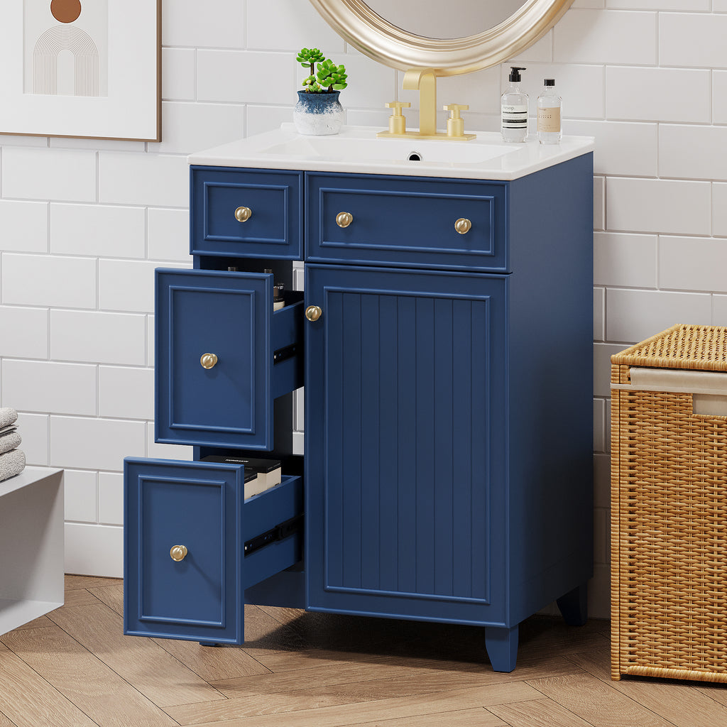 24-Inch Bathroom Vanity Cabinet with Ceramic Sink
