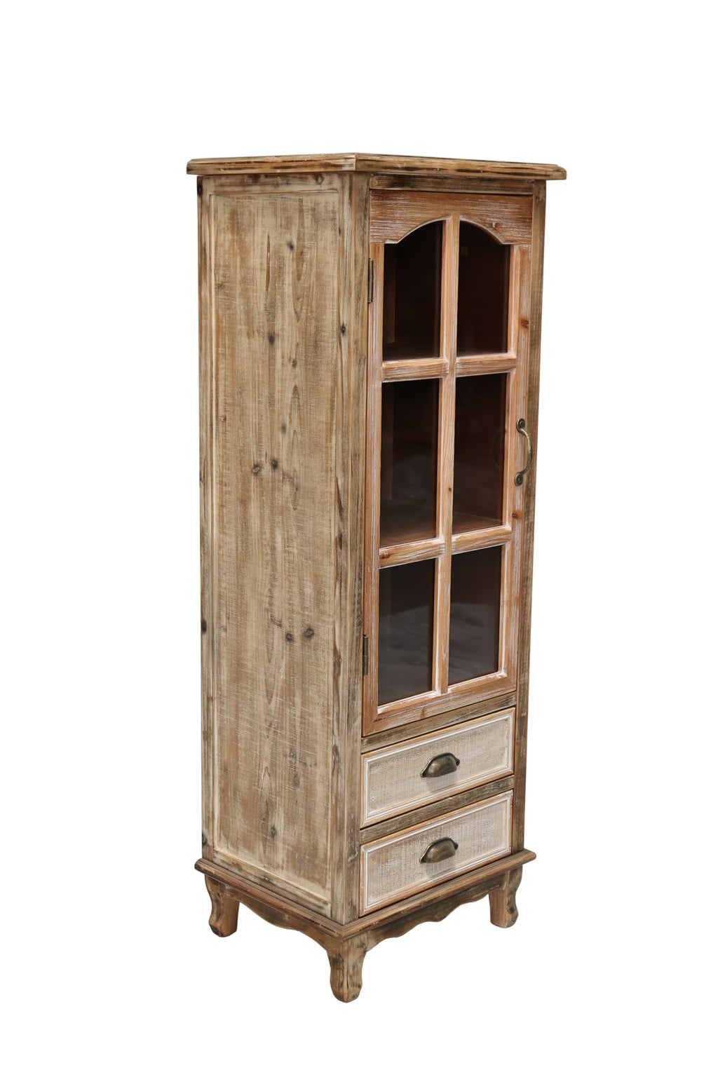 Rustic Wooden Storage Cabinet with Decorative Cutout Door