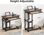 28"-39.3" Height Adjustable Portable Desk with Power Outlet & USB Ports