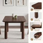 63" Solid Wood Dining Table Set with 4 Upholstered Chairs