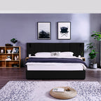 King Size Storage Velvet Upholstered Hydraulic Platform Bed