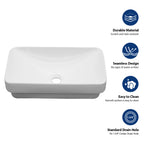 19"x12" White Semi-Recessed Ceramic Bathroom Sink