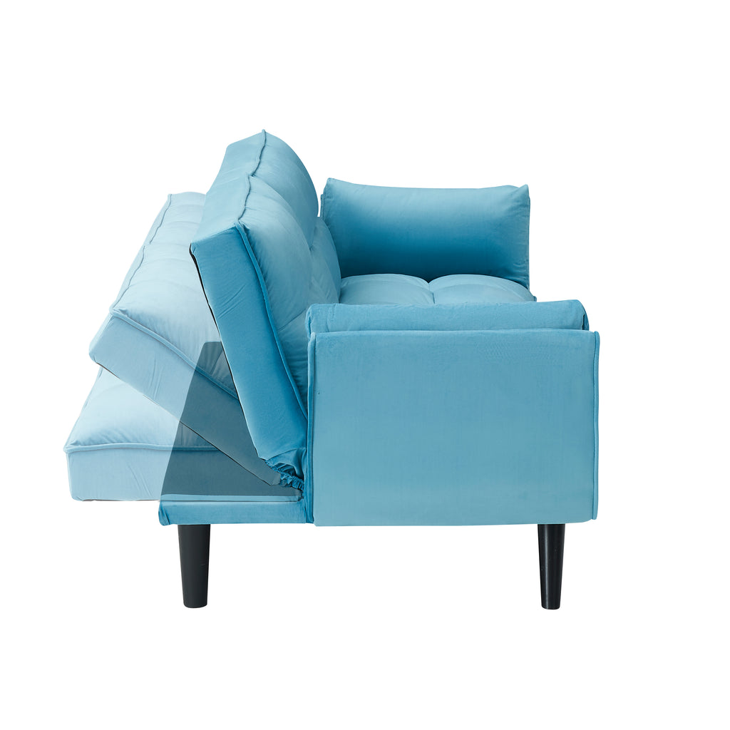 74" Blue Sofa With Soft Armrests