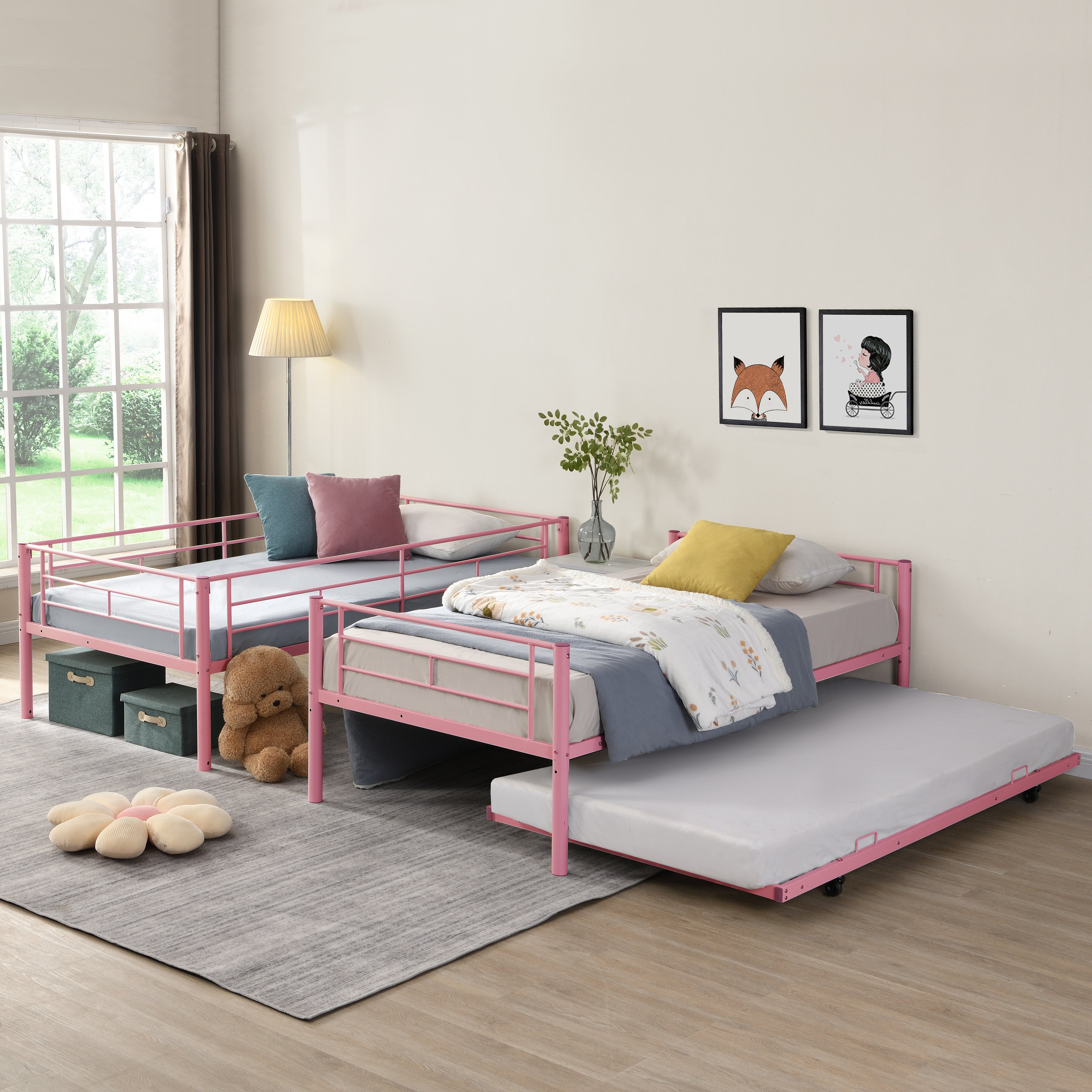 Metal Bunk Bed with Trundle