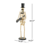 Metal Skeleton Musician Statue