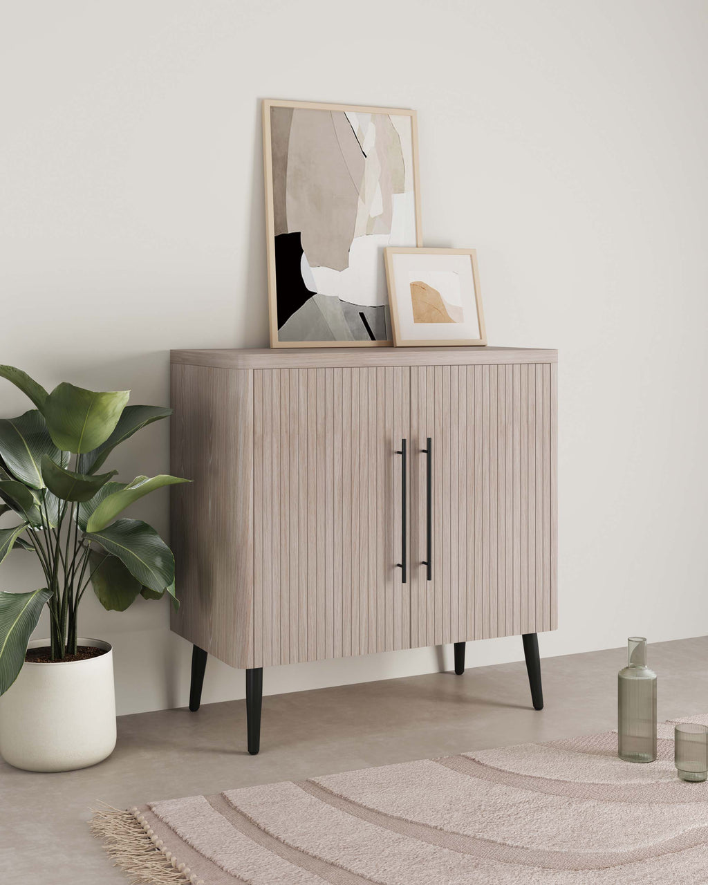 Jodie 31" Fluted Accent Cabinet in Whitewashed