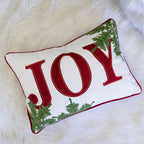 JOY Embroidered Christmas Throw Pillow
