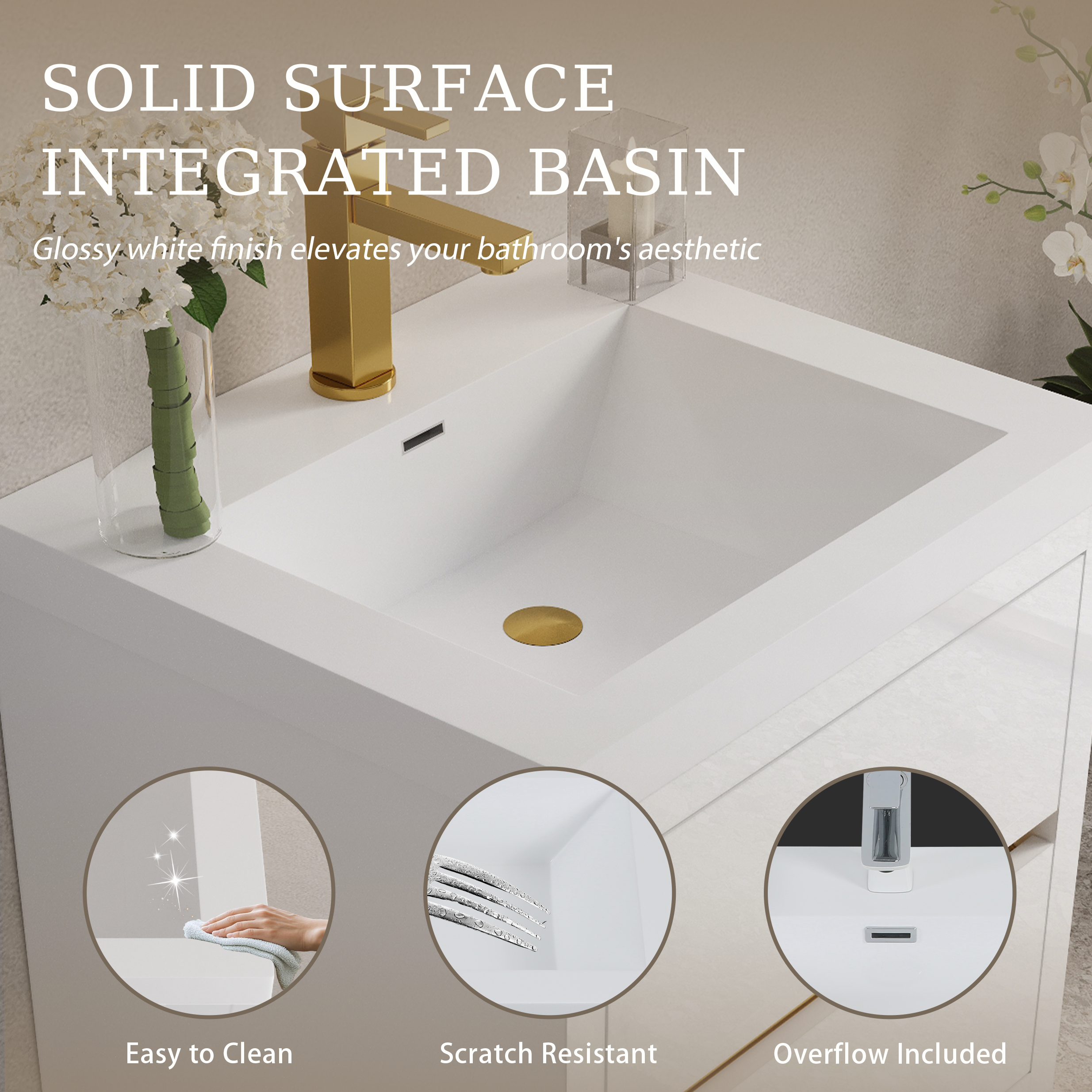 24" Wall-Mounted Bathroom Vanity with Sink