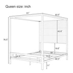 Modern Canopy Bed with Velvet Upholstered Headboard