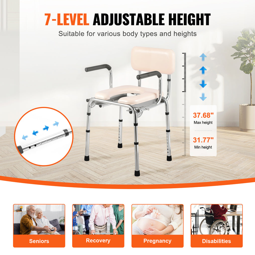 Commode Chair, Bedside Commode with Padded Seat
