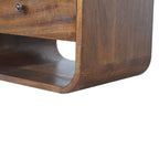 Solid Wood Chestnut Curve 2-Drawer Nightstand, 2 Open Slots