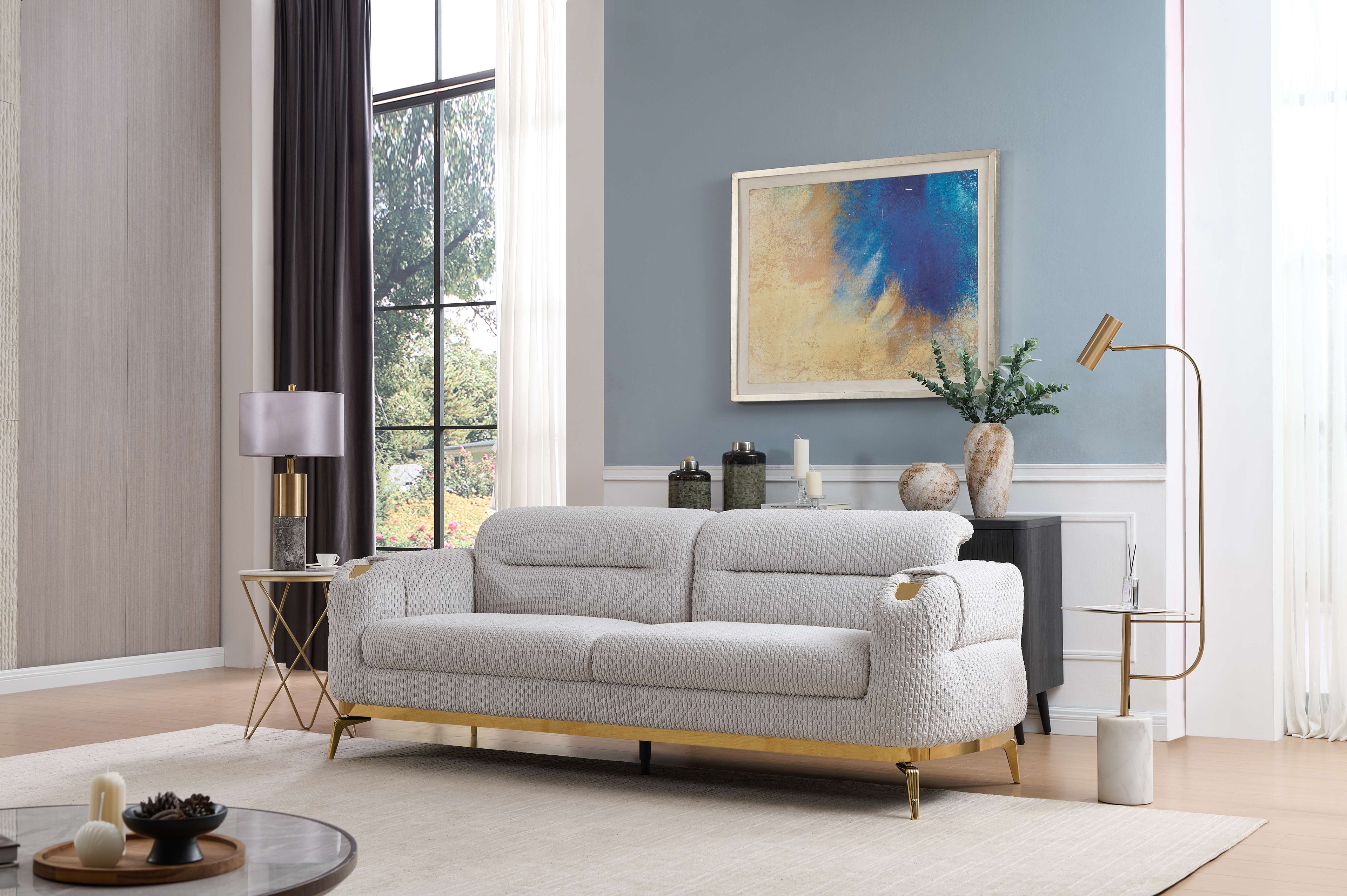Zoe Modern Style 2PC Living Room Set (Sofa + Loveseat)