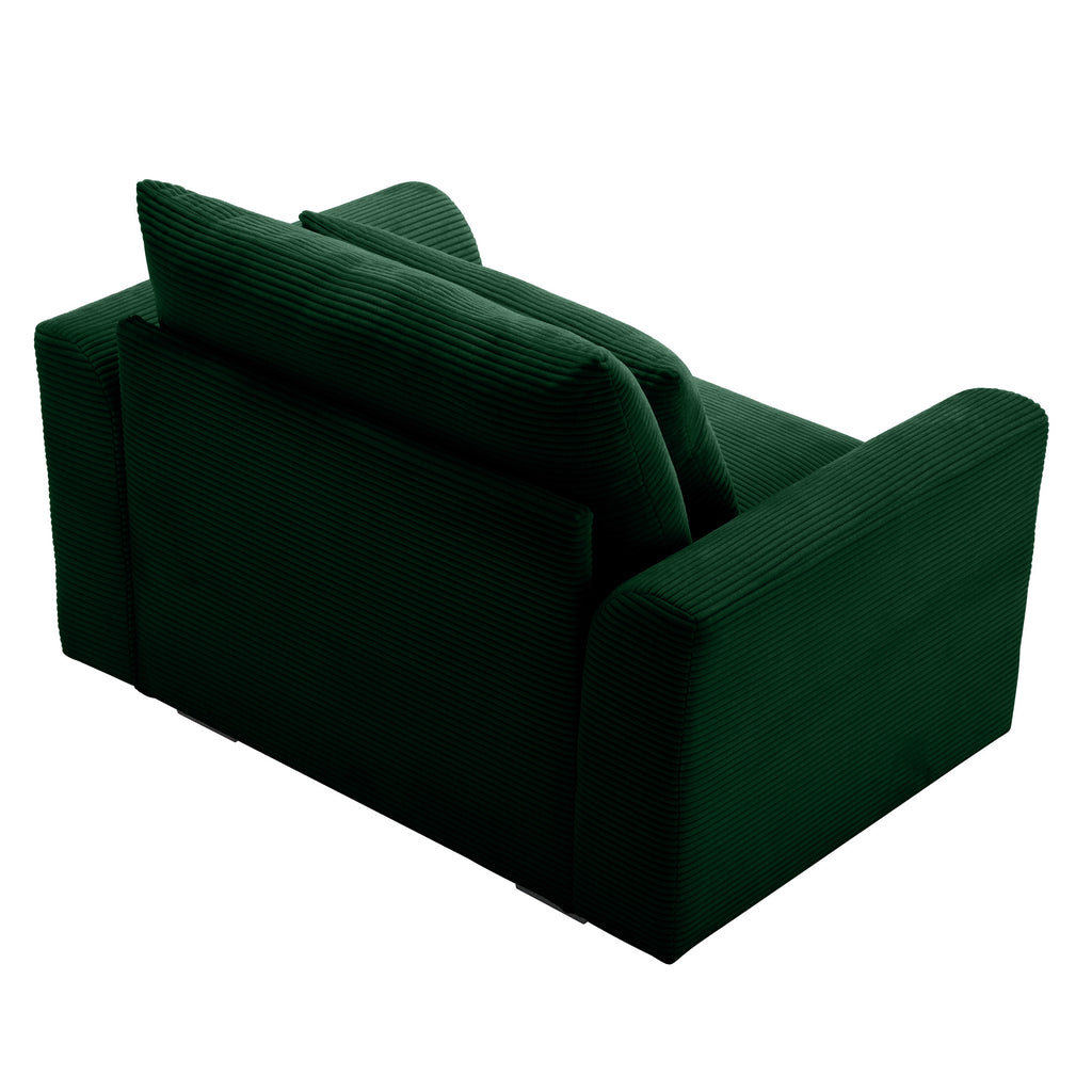 Green Corduroy Deep Seat Single Sofa Accent Chair
