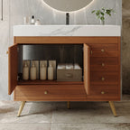 36" Freestanding Bathroom Vanity with Faux Marble Top