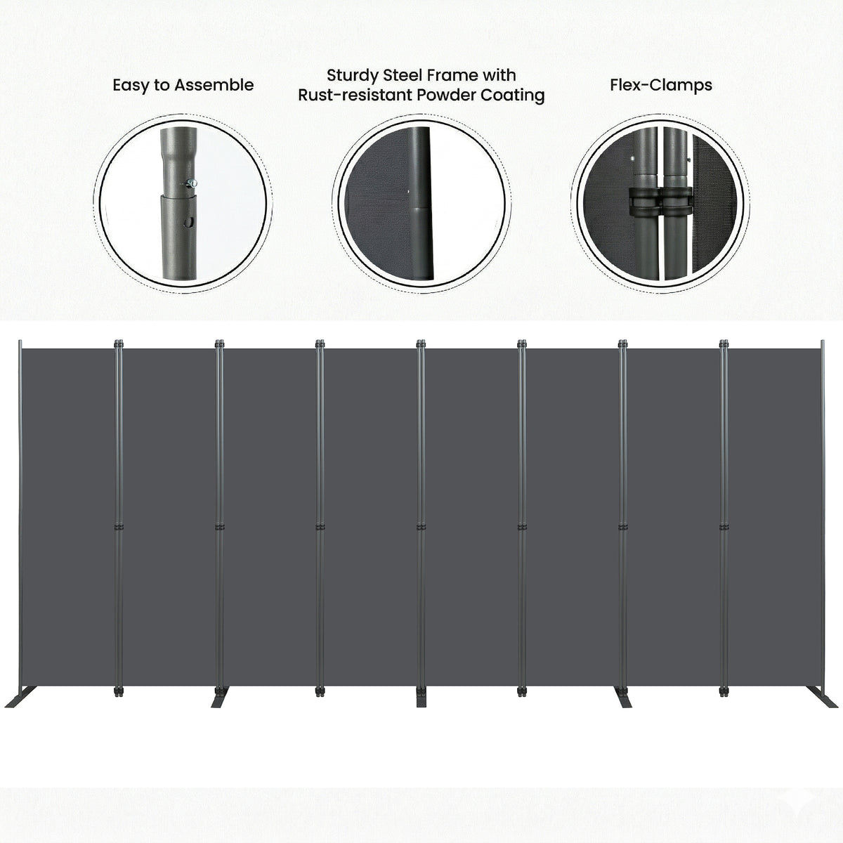 Room Divider 8-Panel Folding Privacy Screen
