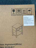 White Nightstand with Drawer and Open Shelf