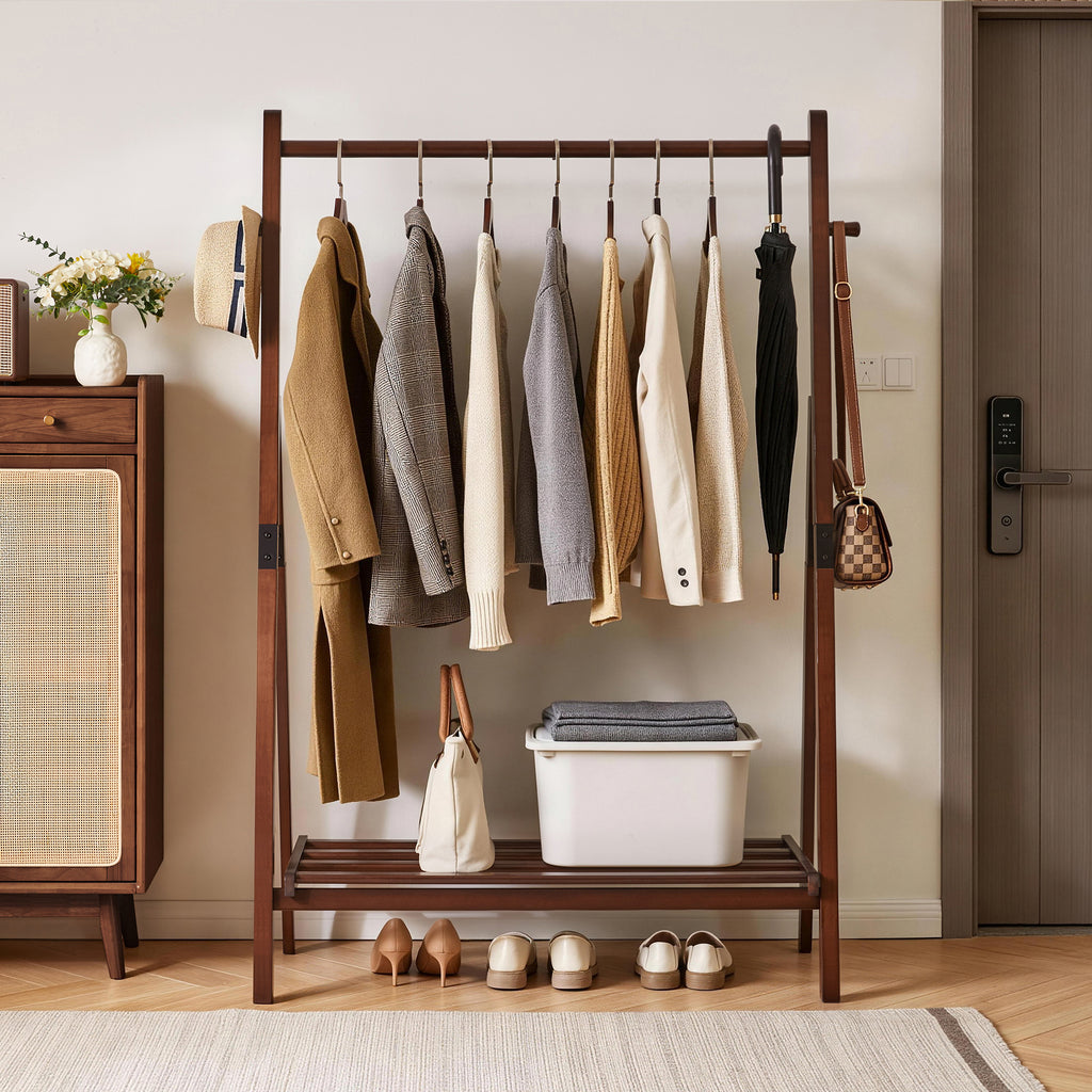 Heavy-Duty Solid Wood Freestanding Clothes Rack