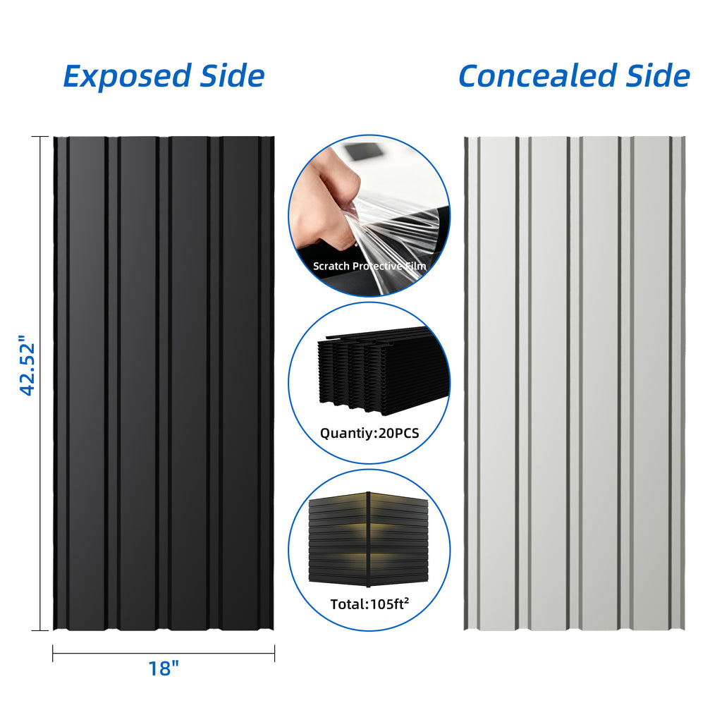 Galvanized Metal Roof Panels - 20 Piece Set