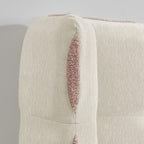 Queen Size Removable Chenille Wingback Upholstered Waffle Bed