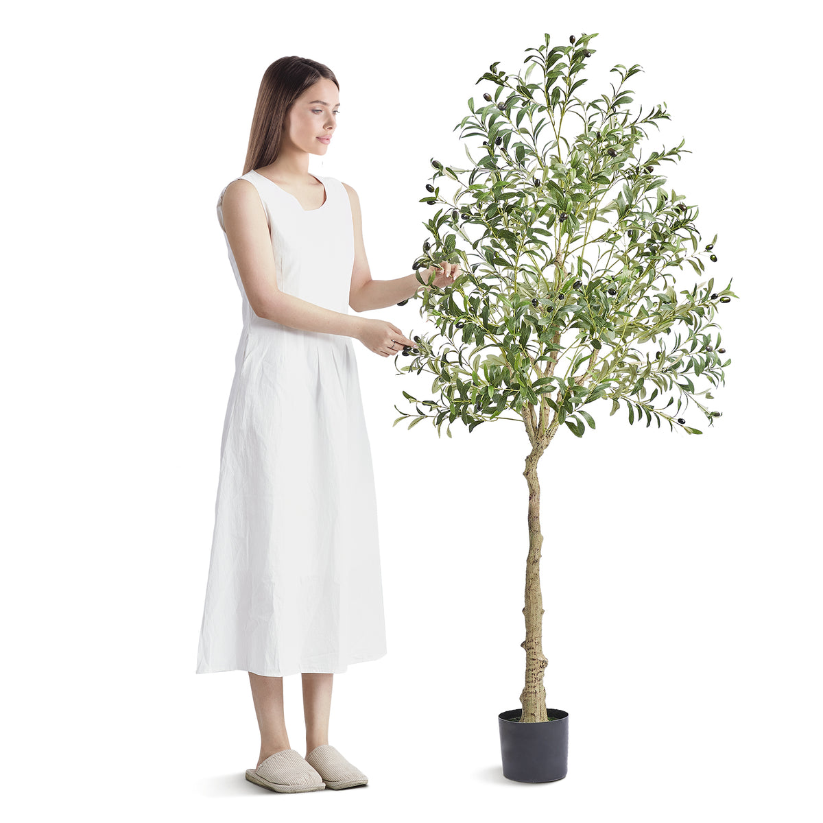 6 FT Tall Artificial Olive Tree - Lifelike Design for Your Space