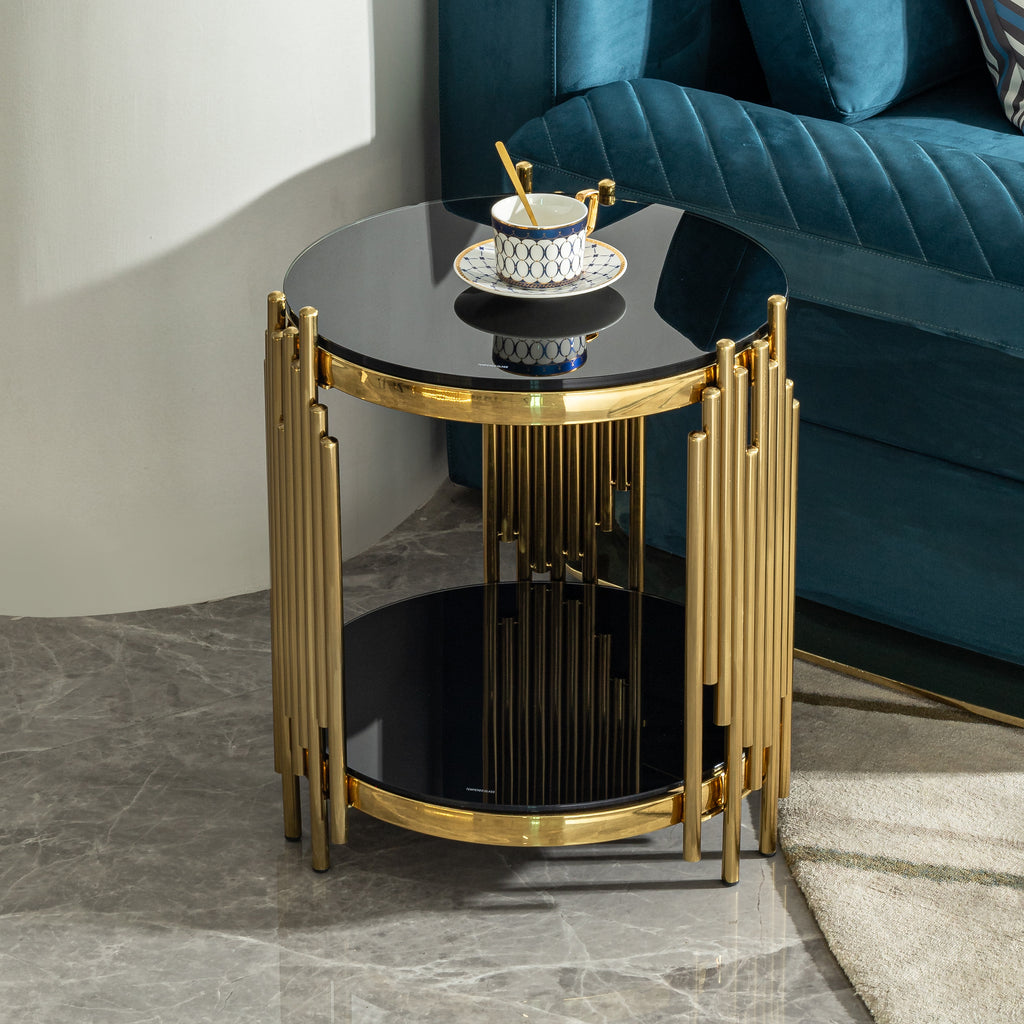Luxury Round End Table with 2-Tier