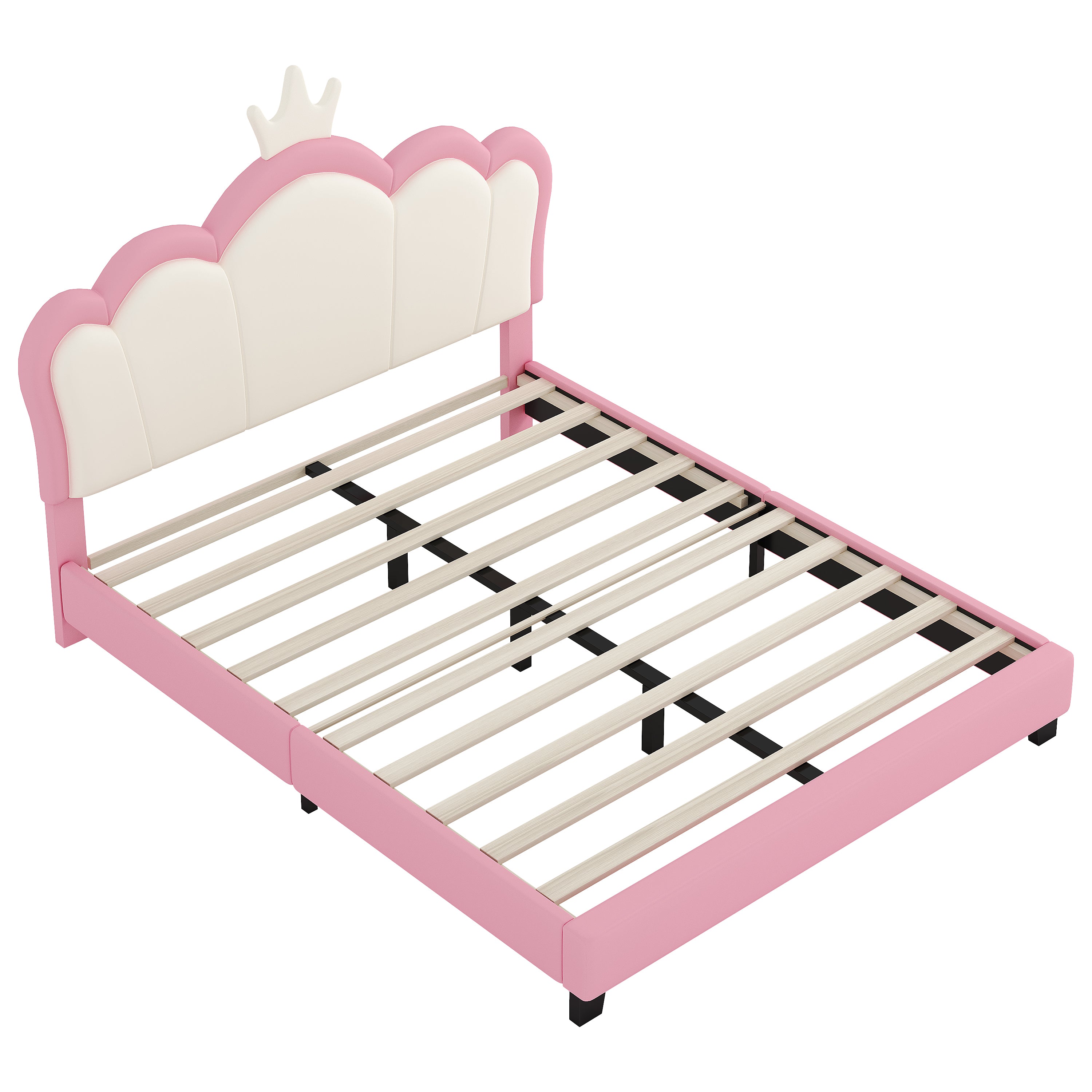 Full Size Upholstered Princess Bed with Crown Headboard