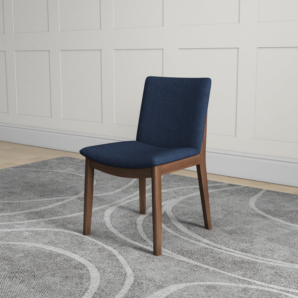 Laura Blue Linen Solid Wood Dining Chair Set of 2